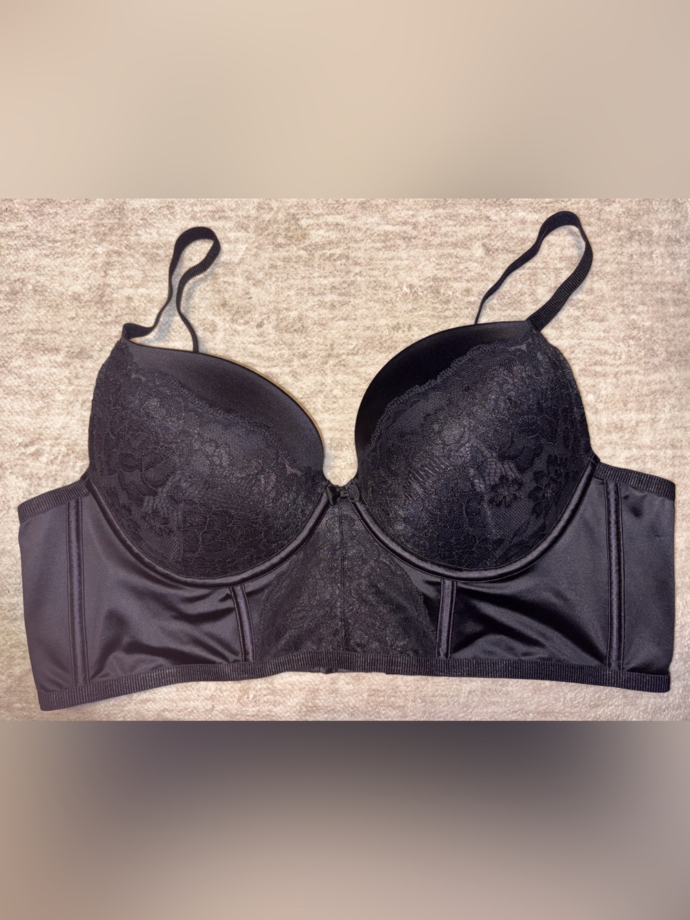 Torrid Curve Black Lace Longline Plunge Push-Up Bra - Size 40C
